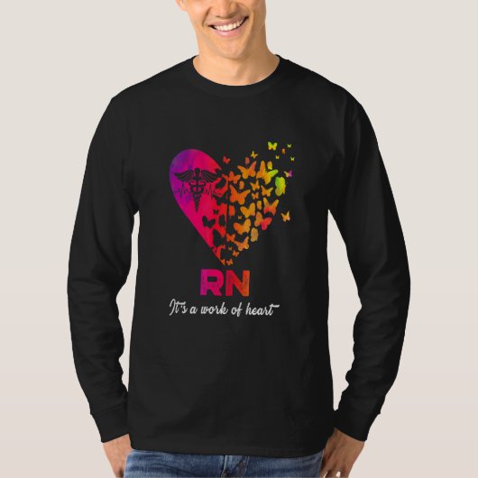 Butterflies Rn Zurse werkt als heart Nursin T-shirt (Voorkant)
