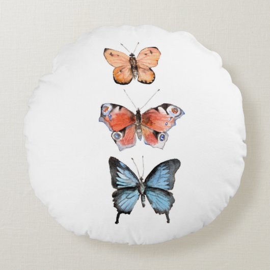 Butterflies Rond Kussen (Voorkant)