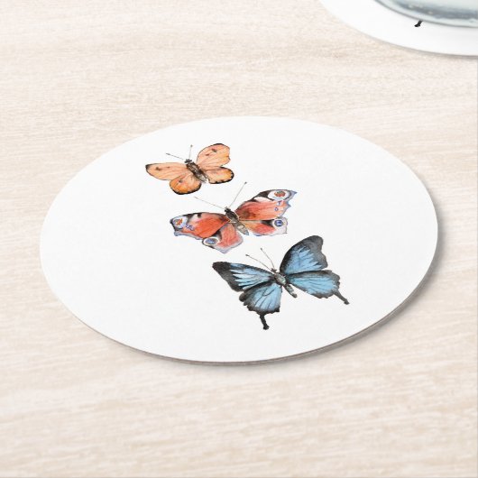 Butterflies Ronde Kartonnen Onderzetter (Gebogen)