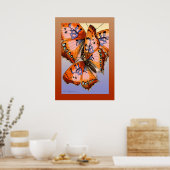 Butterflies rood blauw abstract schilderij poster (Keuken)
