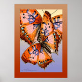 Butterflies rood blauw abstract schilderij poster (Voorkant)