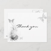 Butterflies Roos Flourt Black White Hartelijk dank Briefkaart (Voorkant / Achterkant)