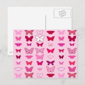 Butterflies, roze en fuchsia briefkaart (Voorkant / Achterkant)