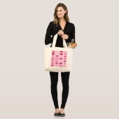 Butterflies, roze en fuchsia grote tote bag (Voorkant (model))