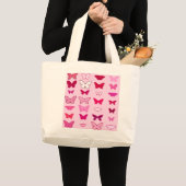 Butterflies, roze en fuchsia grote tote bag (Voorkant (product))