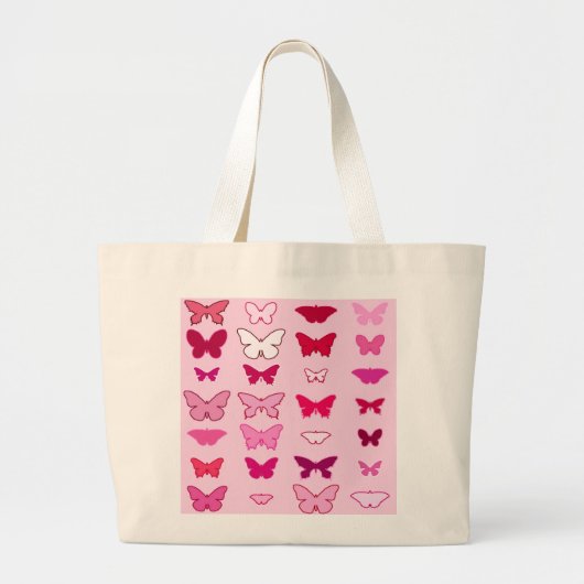 Butterflies, roze en fuchsia grote tote bag (Voorkant)