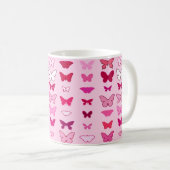 Butterflies, roze en fuchsia koffiemok (Voorkant rechts)