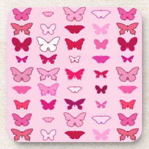 Butterflies, roze en fuchsia onderzetter