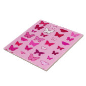 Butterflies, roze en fuchsia tegeltje (Zijkant)