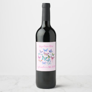 Butterflies ~ Roze Etiket voor voedingsmiddelen en