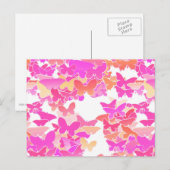 Butterflies, roze, fuchsie en koraal briefkaart (Voorkant / Achterkant)