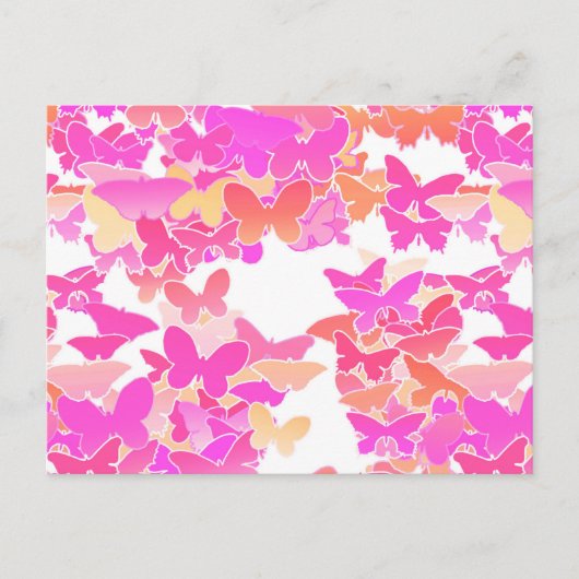 Butterflies, roze, fuchsie en koraal briefkaart (Voorkant)