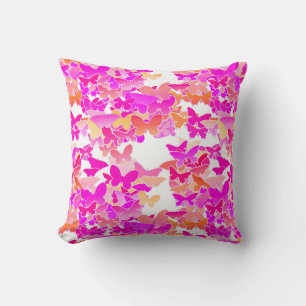 Butterflies, roze, fuchsie en koraal kussen