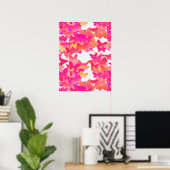 Butterflies, roze, fuchsie en koraal poster (Thuiskantoor)