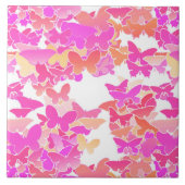 Butterflies, roze, fuchsie en koraal tegeltje (Voorkant)