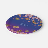 Butterflies Sakura Blossom Blue Personalized Papieren Bordje (Gekanteld)