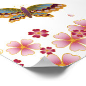Butterflies & Sakura Hiragana Katakana Japanse po Poster (Hoek)