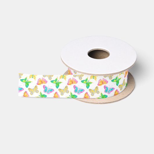 Butterflies Satin Ribbon Satijnen Lint (Spoel)