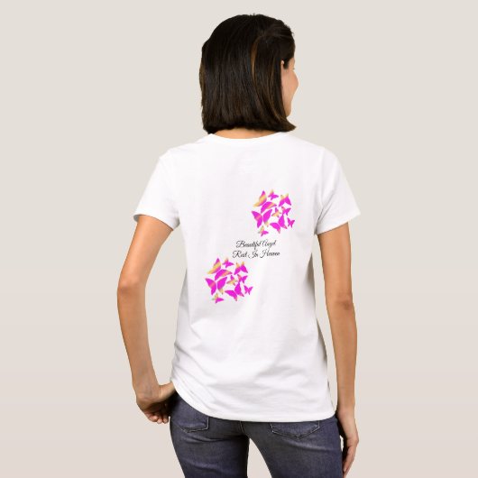 Butterflies Script Memorial Funeral T-Shirt (Achterkant volledig)