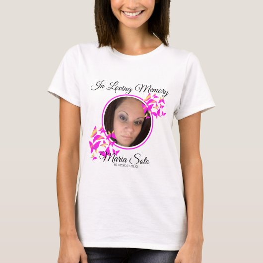 Butterflies Script Memorial Funeral T-Shirt (Voorkant)