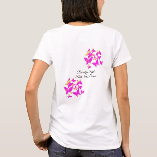 Butterflies Script Memorial Funeral T-Shirt (Achterkant)