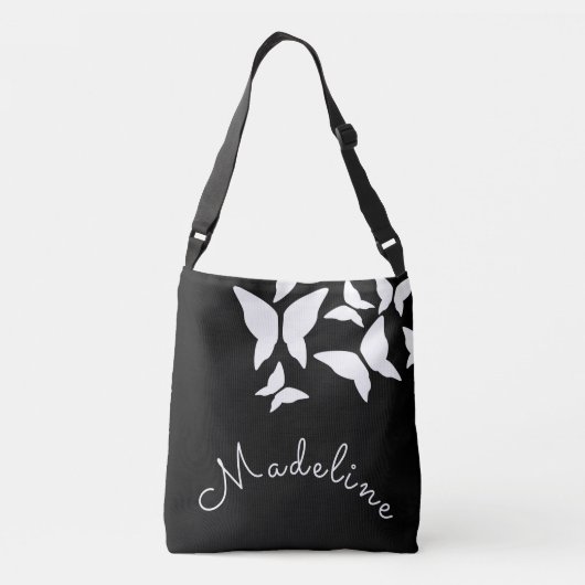 Butterflies Script Name Drawstring Bag Crossbody Tas (Achterkant)
