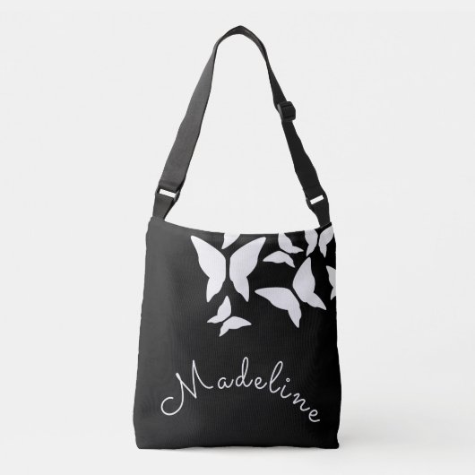 Butterflies Script Name Drawstring Bag Crossbody Tas (Voorkant)