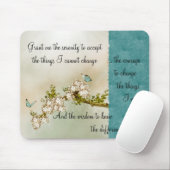 Butterflies Serenity Prayer Mousepad ~blauwgroen Muismat (Met muis)