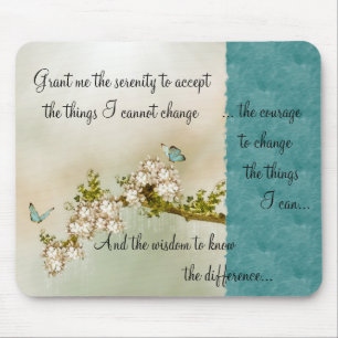 Butterflies Serenity Prayer Mousepad ~blauwgroen Muismat