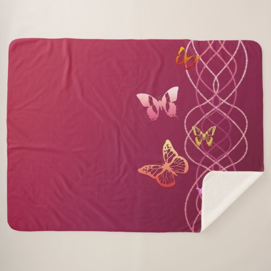 Butterflies Sherpa Deken (Voorkant (horizontaal))