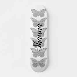 Butterflies Silver Grey Sparkle gepersonaliseerd Persoonlijk Skateboard