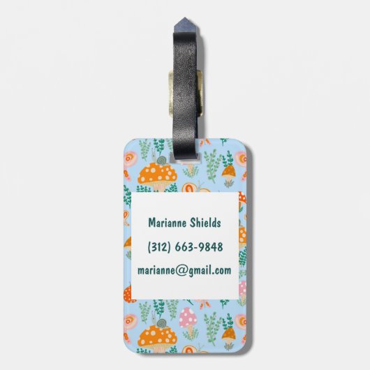 Butterflies Slakken en paddenstoelen GEPERSONALISE Bagagelabel (Achterkant verticaal)
