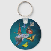 butterflies sobriety symbol acrylic round keychain (Voorkant)