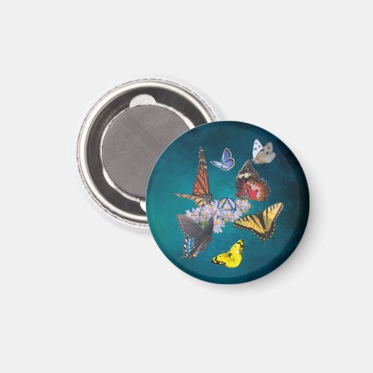 butterflies sobriety symbol round magnet (Voorkant / Achterkant)