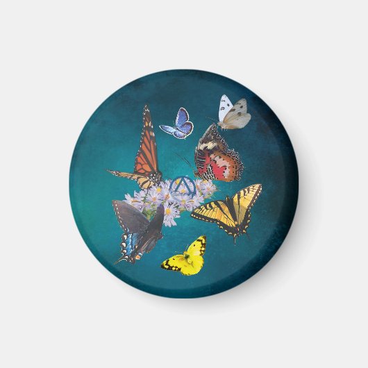 butterflies sobriety symbol round magnet (Voorkant)