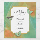  Butterflies Southwest Colors Wedding Wijn Etiket (Enkel label)