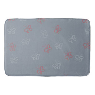Butterflies Stars Sage Dusty Blue Badmat