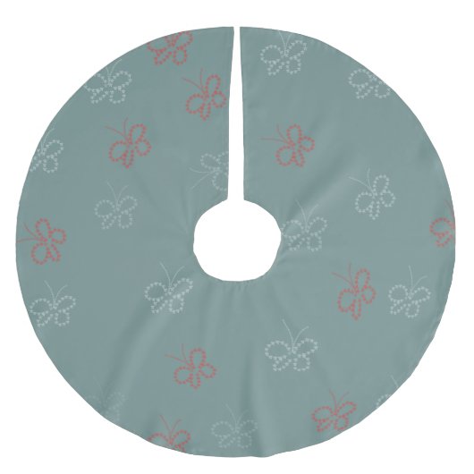 Butterflies Stars Sage Green Kerstboom Rok (Voorkant)