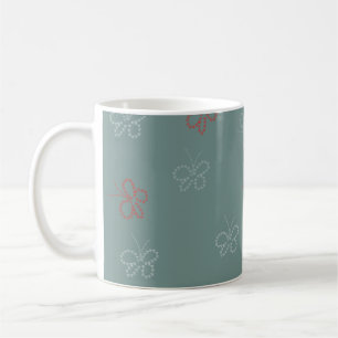 Butterflies Stars Sage Green Koffiemok