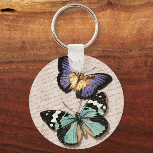 Butterflies Stijl Franse Manuscript Sleutelhanger (Voorkant)