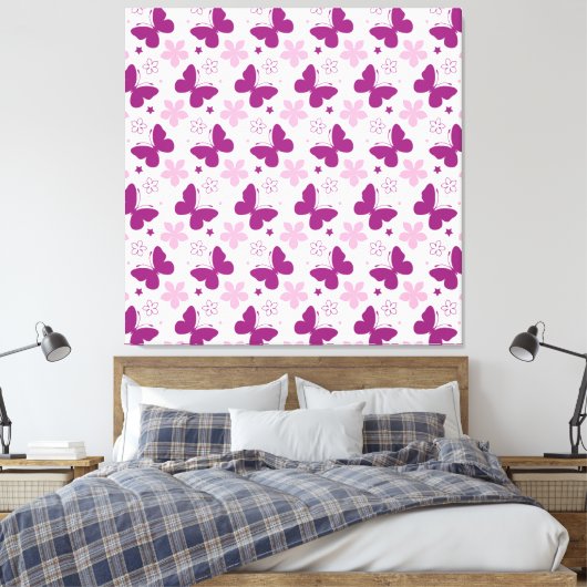 Butterflies Stretted Canvas Print (Insitu (Slaapkamer))