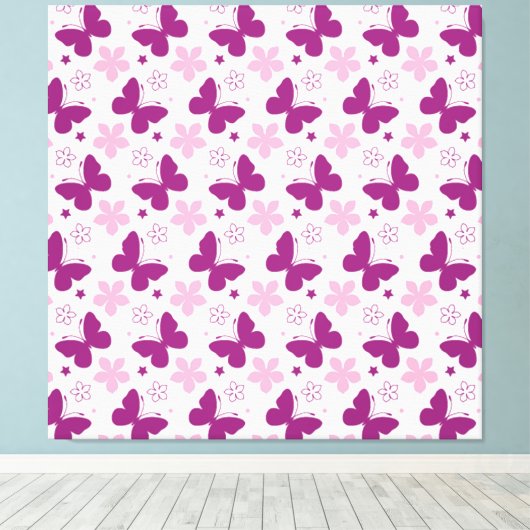 Butterflies Stretted Canvas Print (Insitu (Houten vloer))