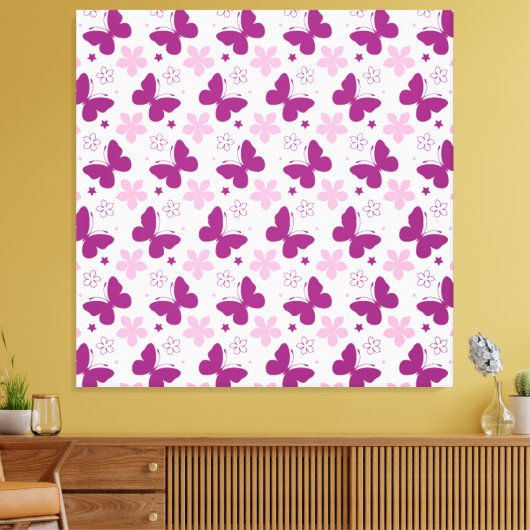 Butterflies Stretted Canvas Print (Insitu (Woonkamer))