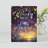 Butterflies Stringlights bruiloft uitnodiging (Staand voorkant)