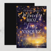 Butterflies Stringlights bruiloft uitnodiging (Voorkant / Achterkant)