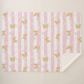 Butterflies Stripes en Polka Dots Sherpa Deken (Voorkant (horizontaal))