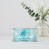 Butterflies Sunflower Blauwgroen Sliver White Eleg Visitekaartje (Staand voorkant)