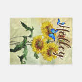 Butterflies Sunflower Waterverf Gepersonaliseerd Fleece Deken (Voorkant (Horizontaal))