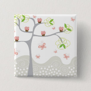 Butterflies Sweet Birthday Vierkante Button 5,1 Cm