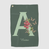 Butterflies Sweet Pea Monogram Initiaal A Jouw naa Golfhanddoek (Voorkant)